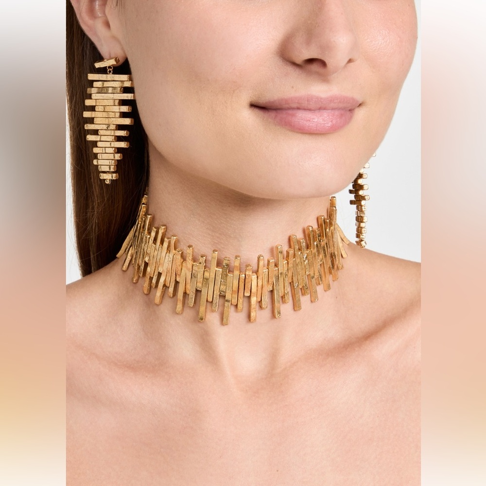 🌺🎉HP🎉🌺 NWT Cult Gaia Vita Choker Gold 🌟 RARE 🌟 - Picture 10 of 16